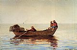 Winslow Homer Canvas Paintings - Three Boys in a Dory with Lobster Pots